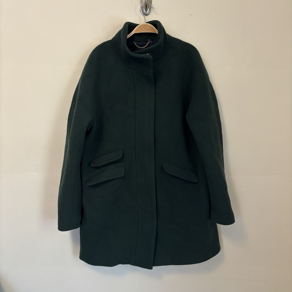 J Crew Women's‎ Coat Nello Gori Italian Stadium Cloth Wool Blend Green 16T
